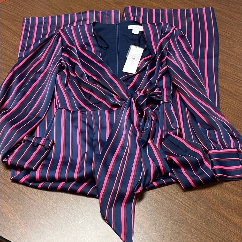 Calvin‎ Klein striped jumpsuit, size 4, NWT